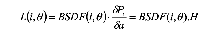 Formula: the radiance, which is what remains constant in a 'lambertian' source