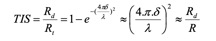 Formula: the Total Integrated Scattering (TIS), as deduced from the vectorial model